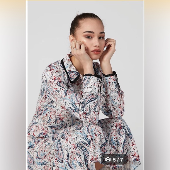 SPLASH Printed A-line Midi Dress with Long Sleeves - Picture 2 of 5